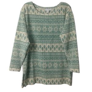 Green & Cream Jessica Roberts Tunic Top sz Medium